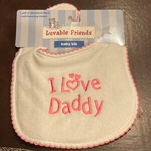 Luvable Friends White Baby Bib “I LOVE DADDY”